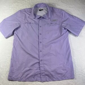 Habit‎ Short Sleeve Vented Fishing Shirt Men's Medium Lavender Purple Button Up